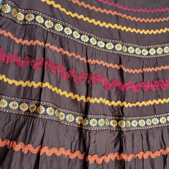 Vintage Ren Fair Peasant Gypsy Y2K Maxi Boho Skirt Embroidered Floral Hippie - Picture 7 of 10